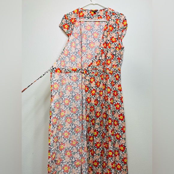 New J.Crew Mercantile midi wrap dress Floral Multi Color Size M - Picture 2 of 8